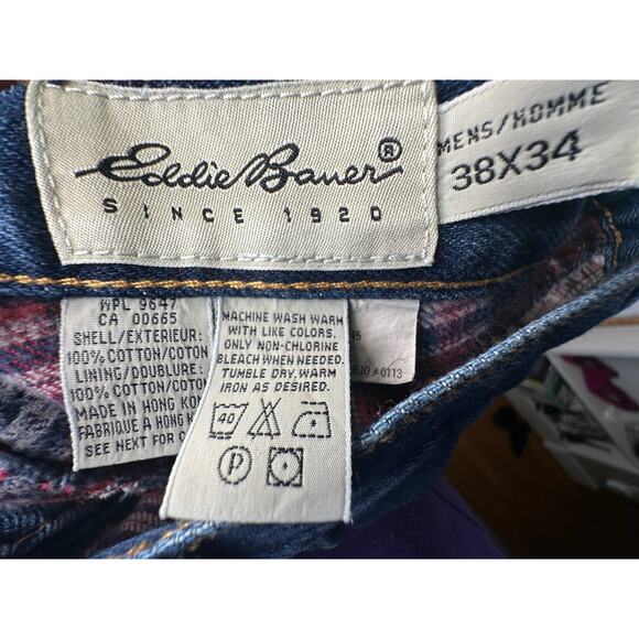 Eddie Bauer Mens 38x34 Relaxed Athletic Fit Straight Leg Jeans 100% Cotton Dark - Picture 5 of 8